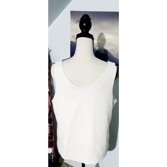 LOFT White Tank Top Size L Office Soroity Preppy Scandi-Girl Minimalist - Picture 2 of 4